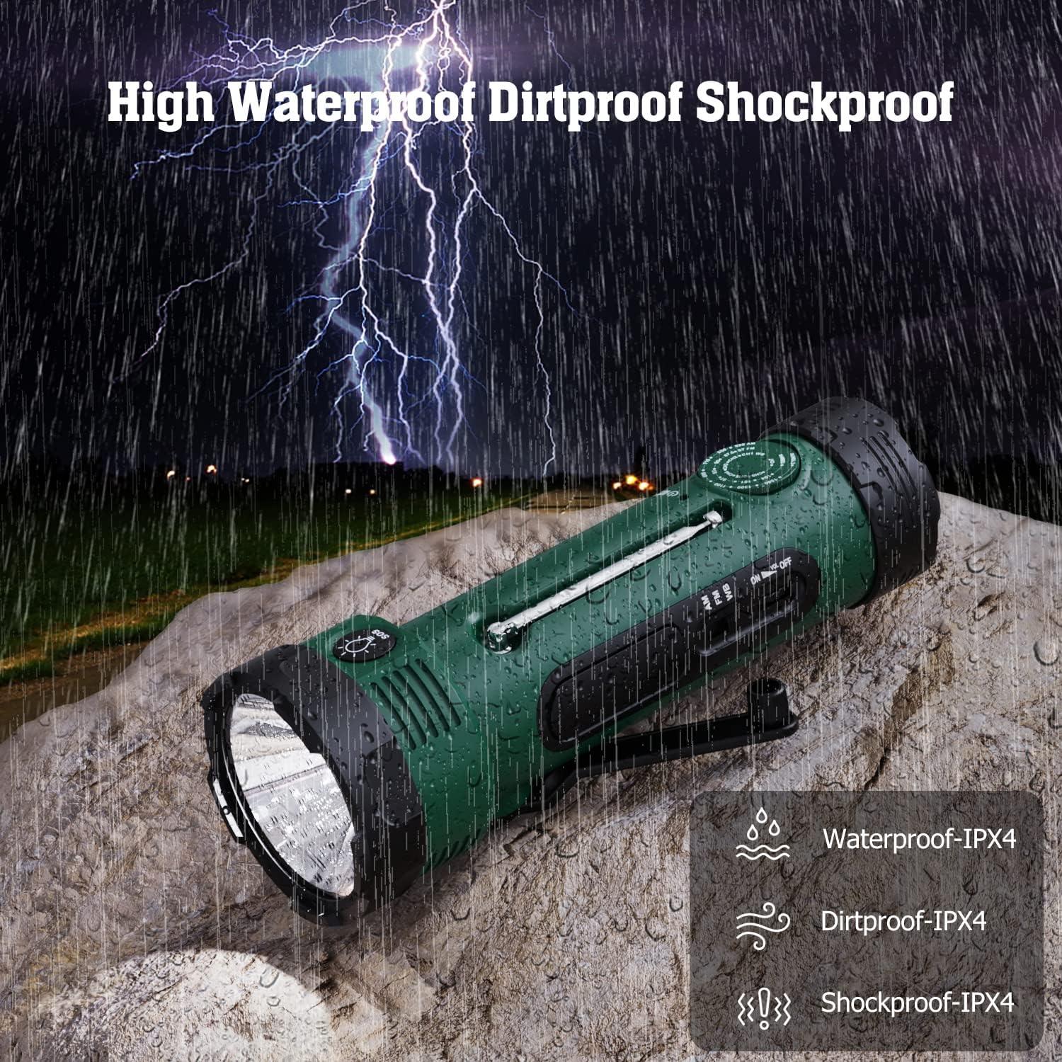 Radio Meteorológica Portátil PPLEE CR1020 con Linterna LED y Cargador USB