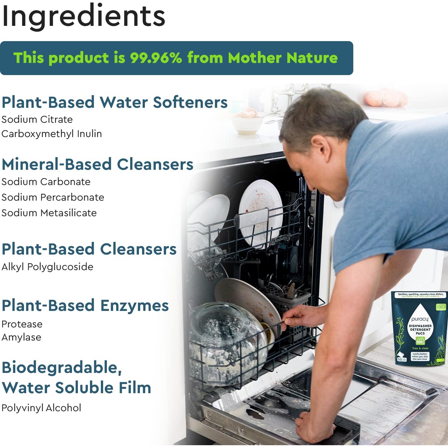 Cápsulas para Lavavajillas Puracy 50 Unidades Sin Fragancia