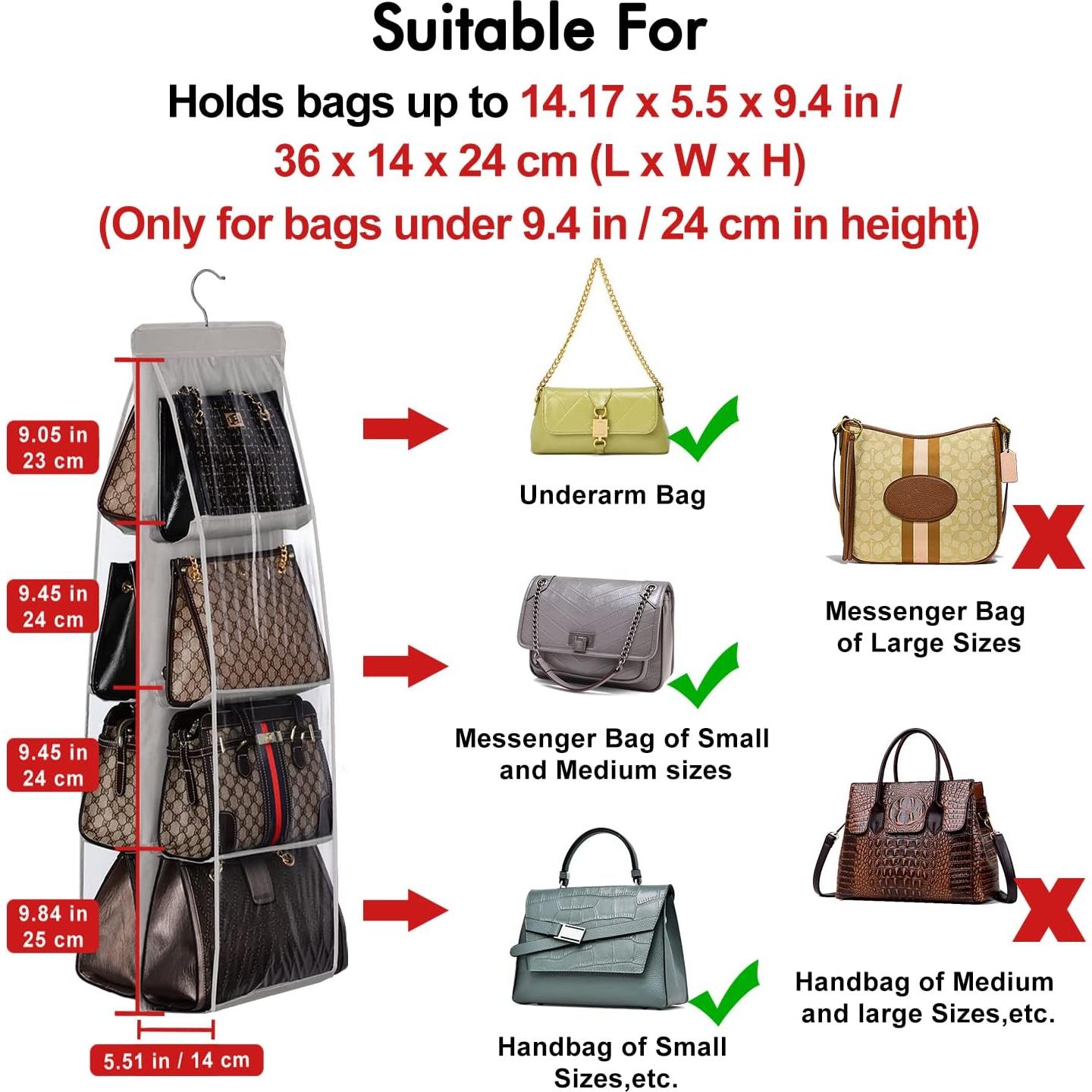 Organizador Colgante de Bolsos Lirex 8 Bolsillos Tela Oxford Negro