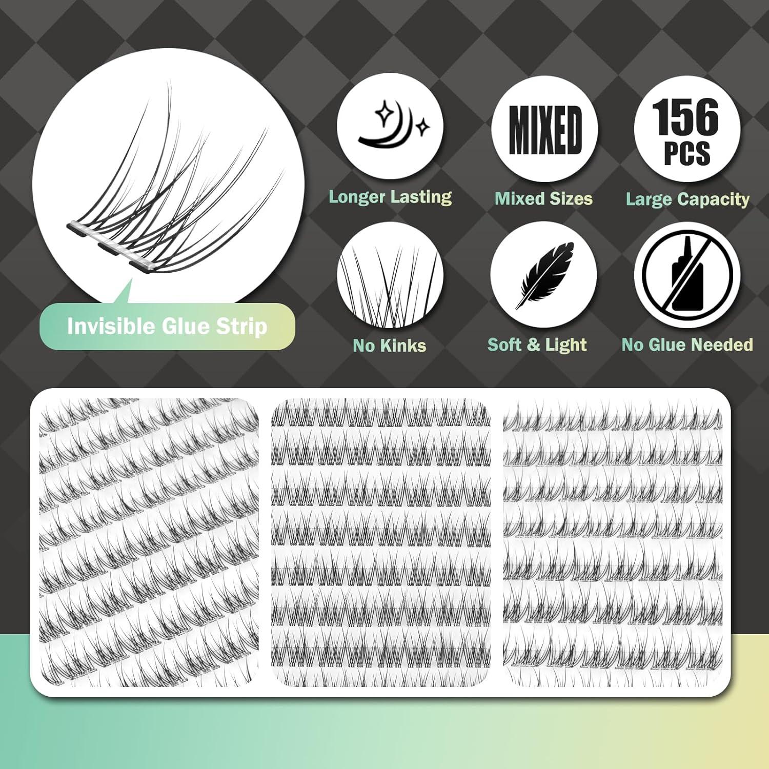 Pestañas Autoadhesivas WONSIS 156 Piezas Banda Invisible