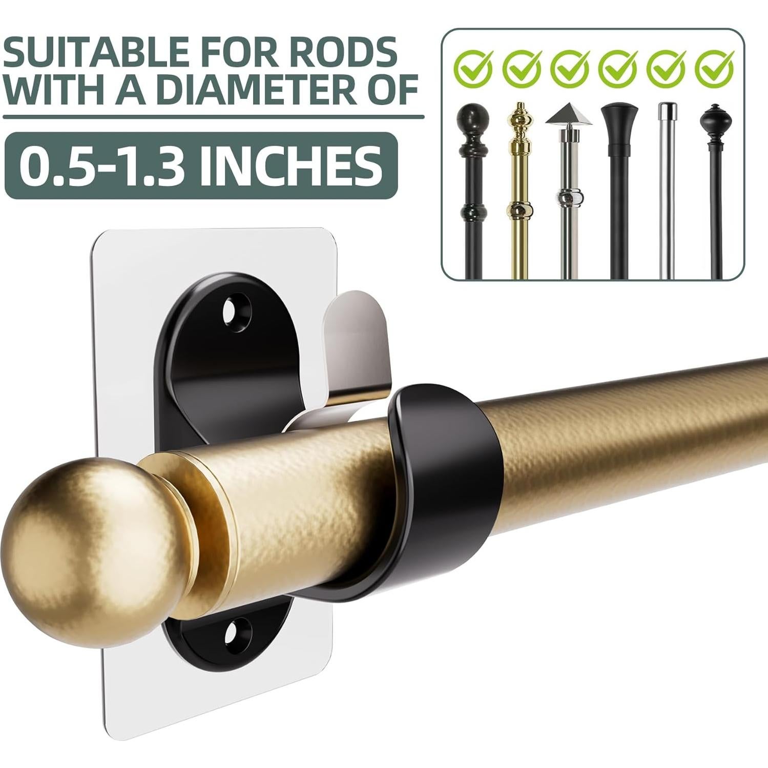 Soportes de Barra de Cortina Antimbee 8 Pcs Adhesivos 8 kg