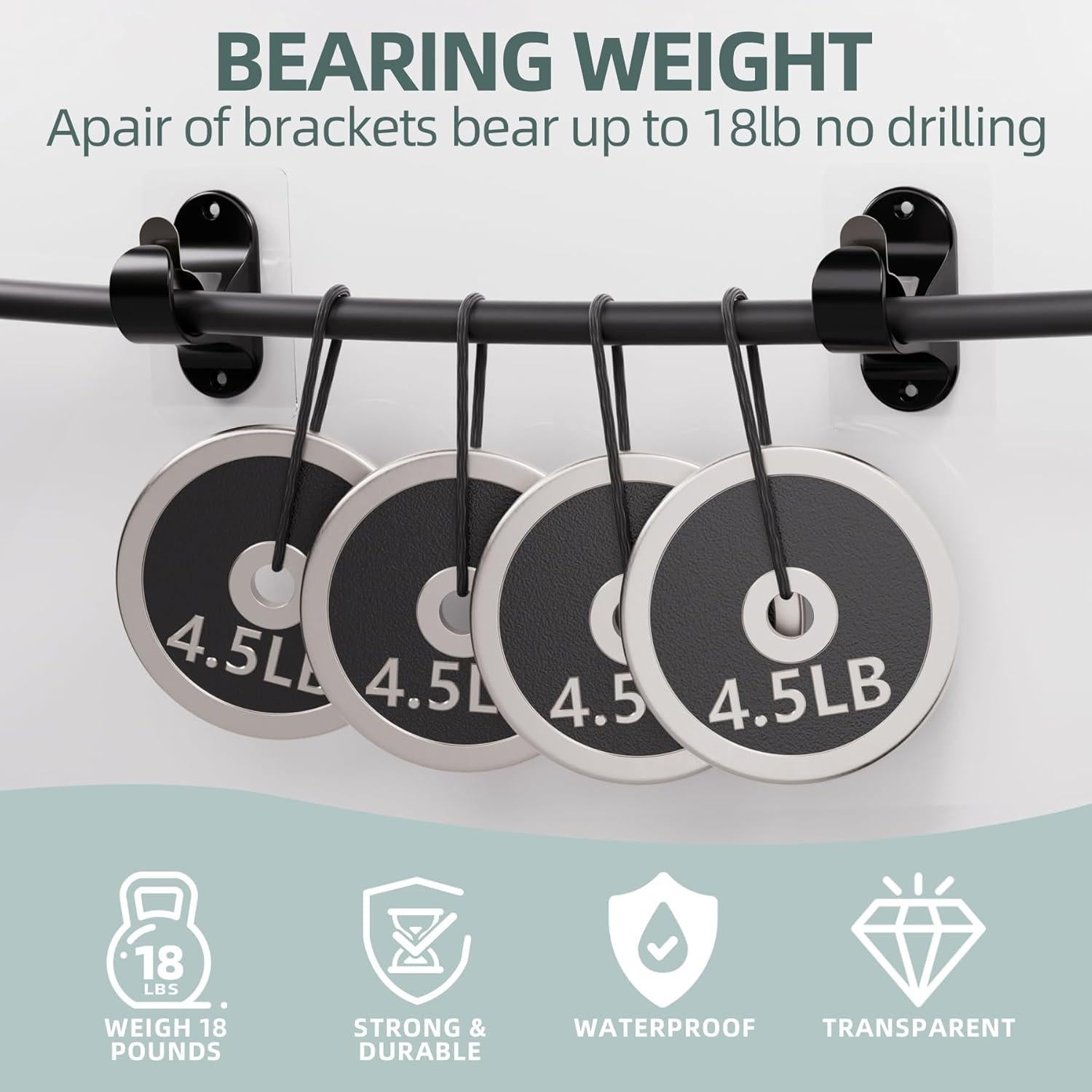 Soportes de Barra de Cortina Antimbee 8 Pcs Adhesivos 8 kg