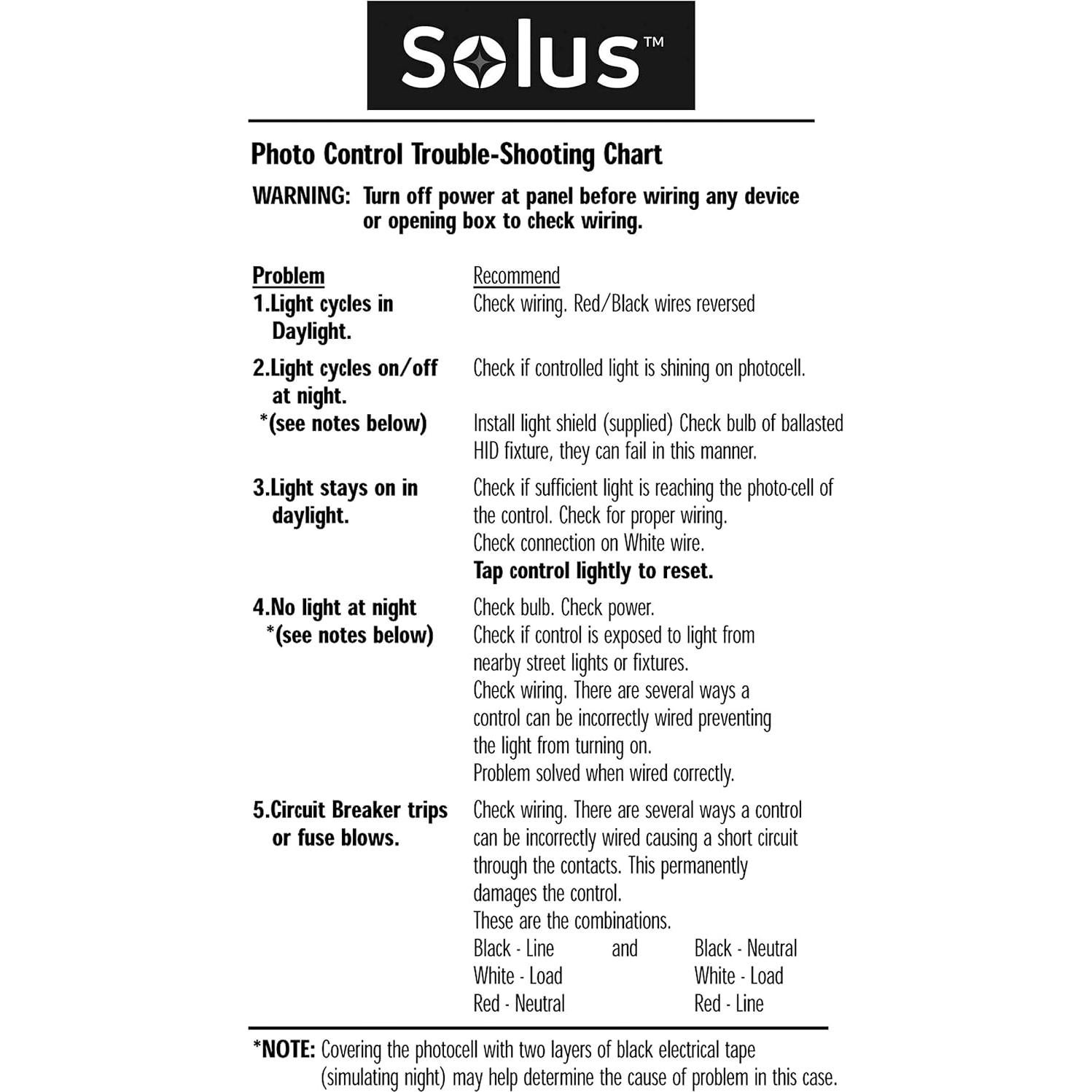 Sensor de Luz Automático Solus SPC-320 120V Negro