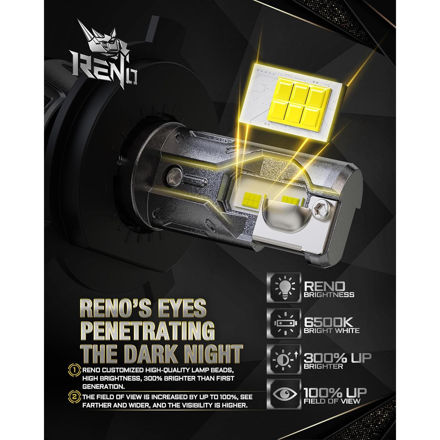 Bombillas de Luz de Niebla H4 9003 RENO - 300% Más Brillantes