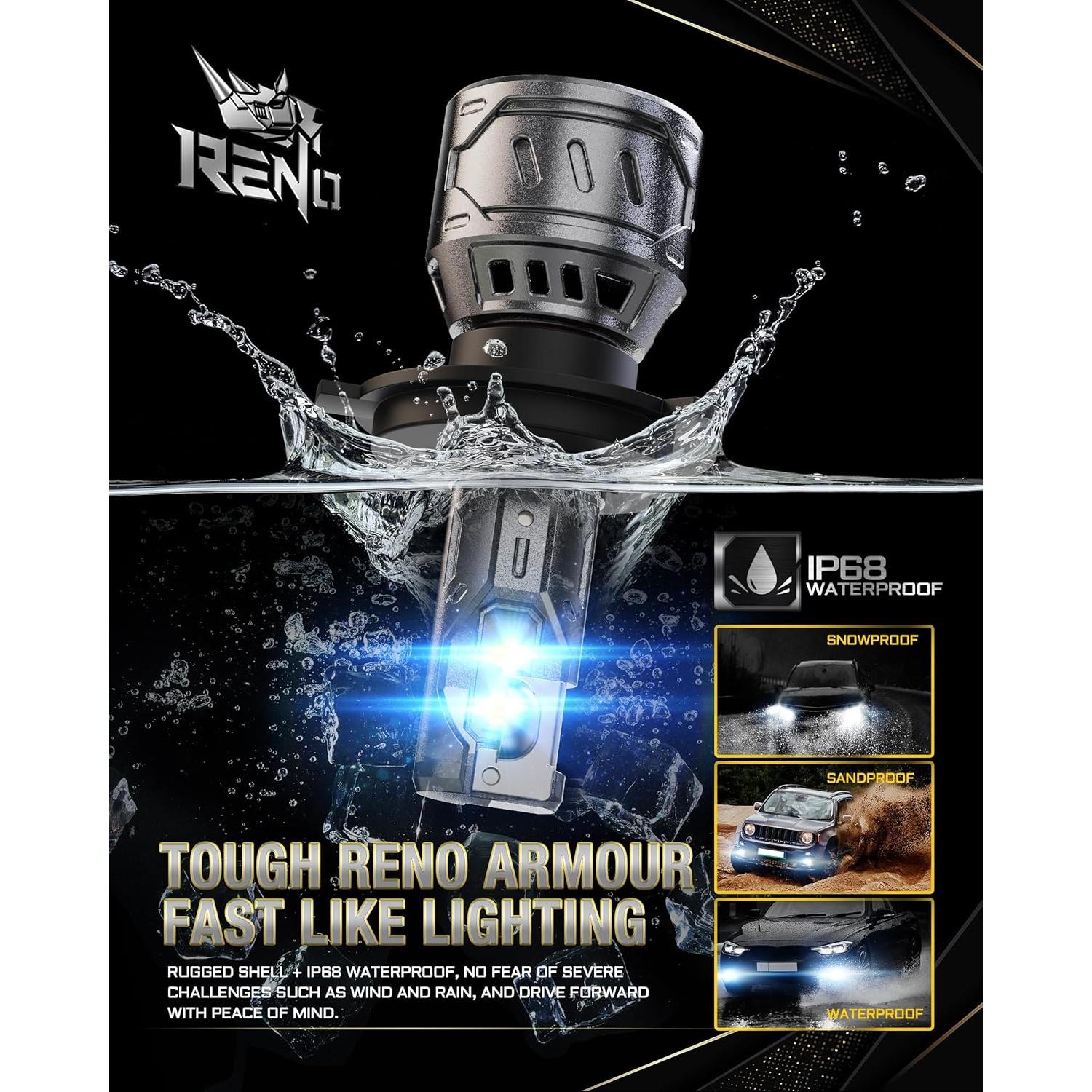 Bombillas de Luz de Niebla H4 9003 RENO - 300% Más Brillantes