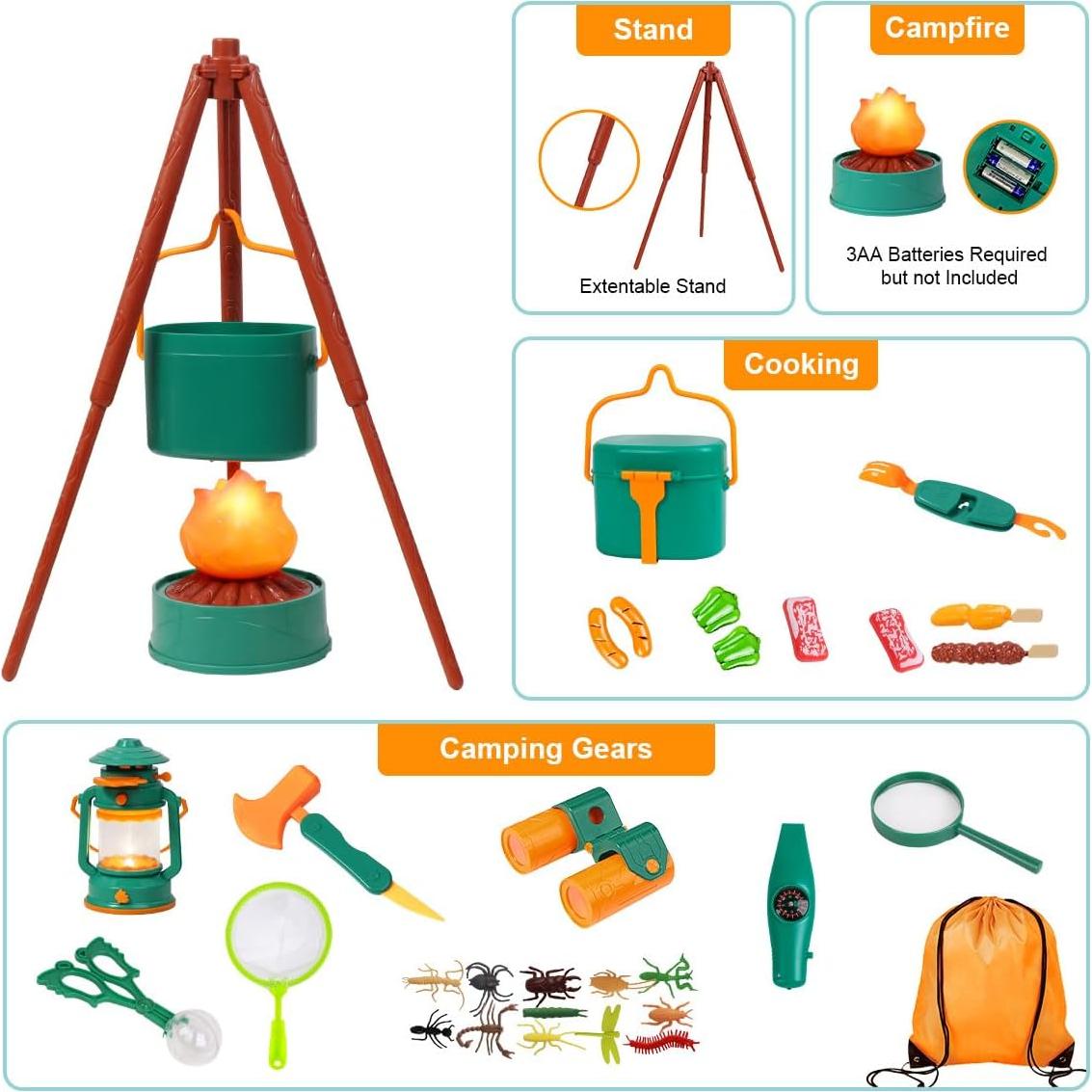 Set de Camping Meland para Niños con Tienda y Fogata Verde