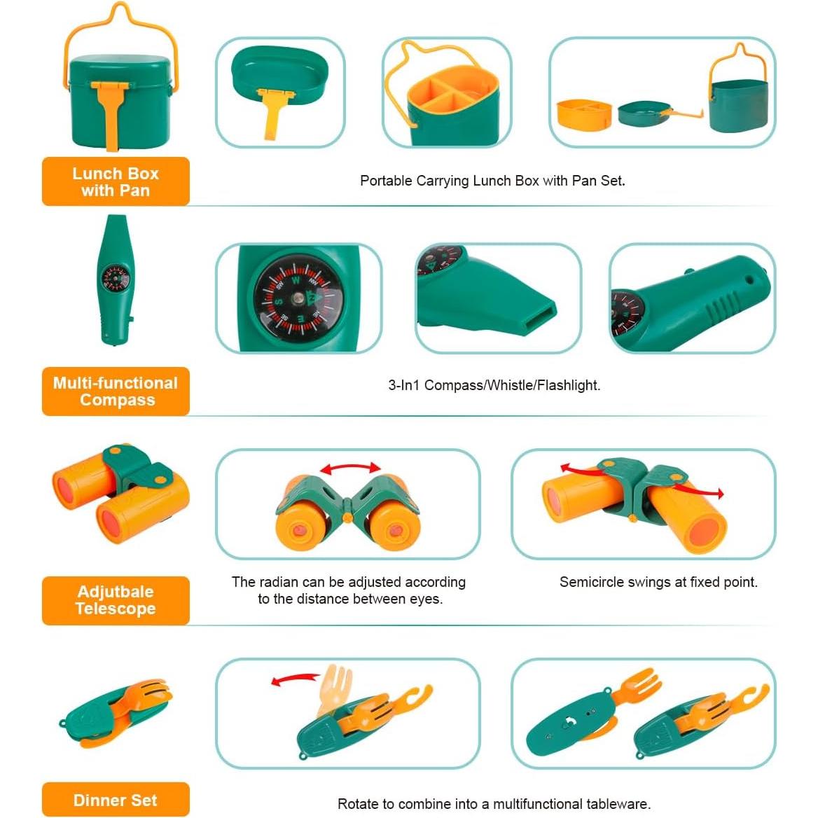 Set de Camping Meland para Niños con Tienda y Fogata Verde