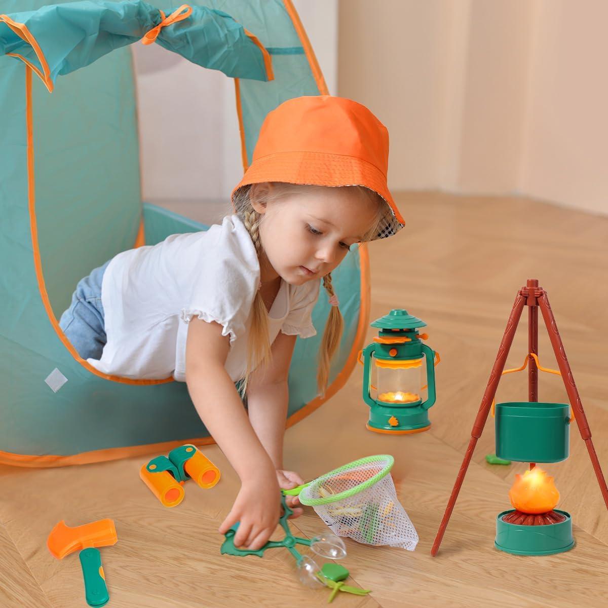 Set de Camping Meland para Niños con Tienda y Fogata Verde
