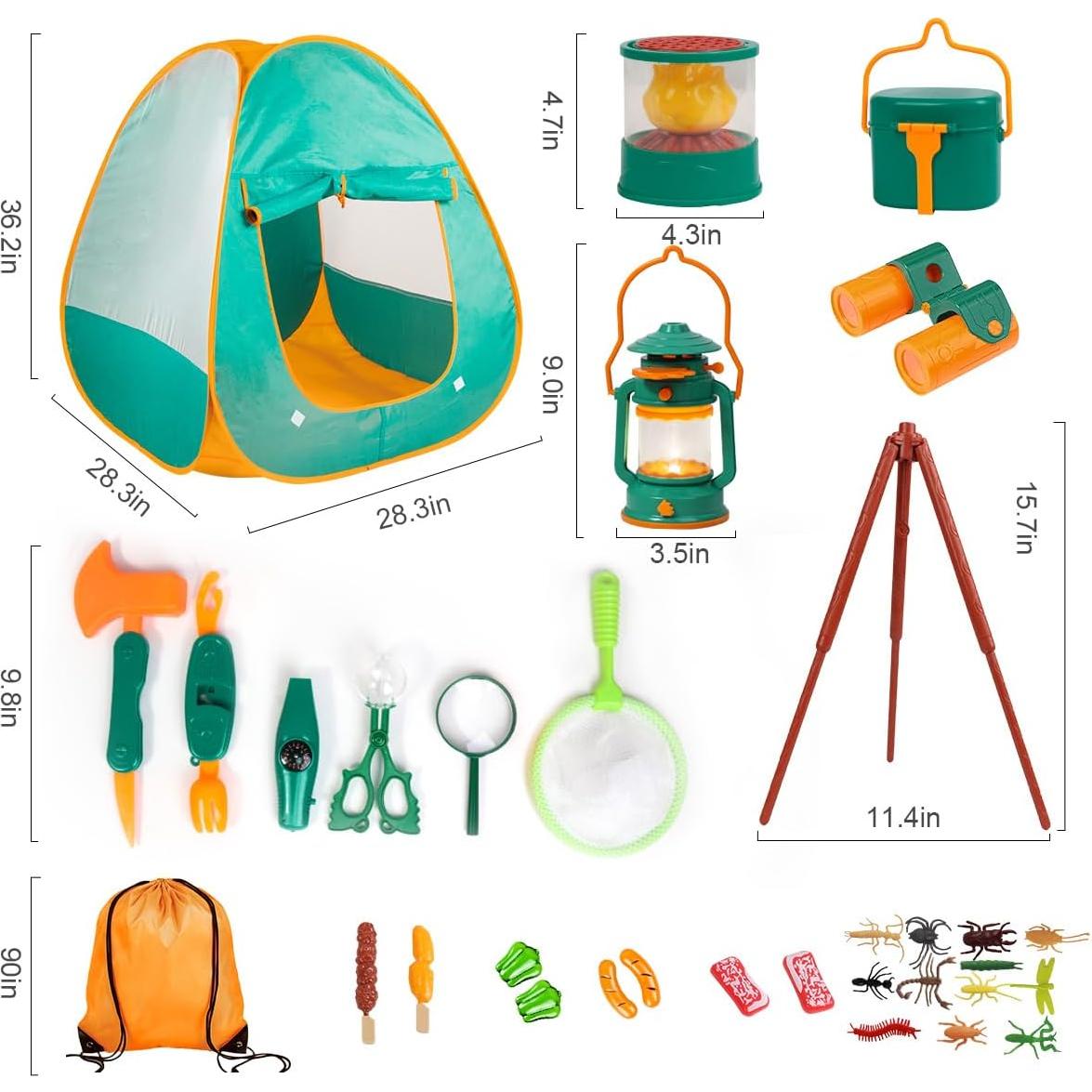 Set de Camping Meland para Niños con Tienda y Fogata Verde