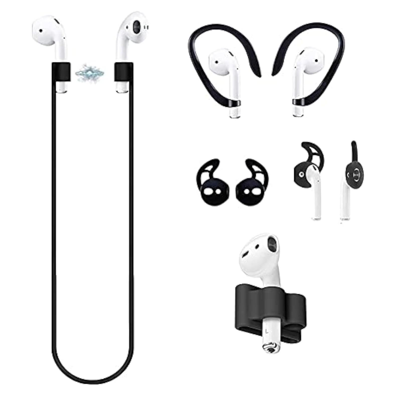 Set Antipérdida 4 en 1 Loirtlluy para Airpods 1 y 2 Negro