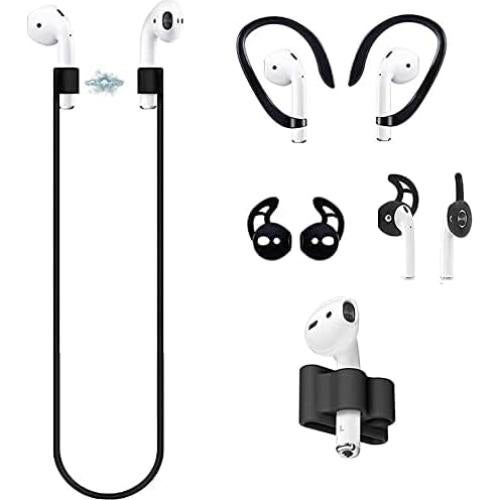 Set Antipérdida 4 en 1 Loirtlluy para Airpods 1 y 2 Negro