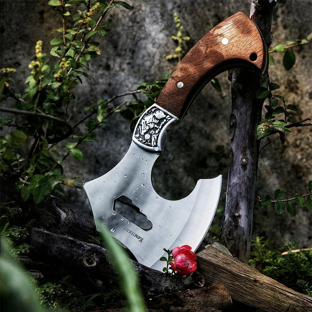 Hacha de Camping Geermolan 24cm Acero Inoxidable con Funda