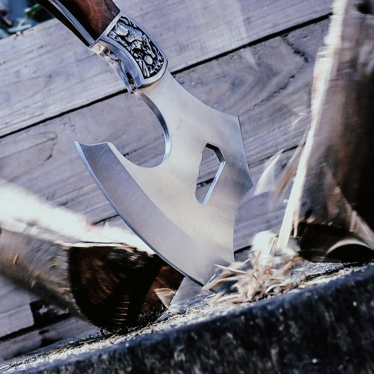 Hacha de Camping Geermolan 24cm Acero Inoxidable con Funda