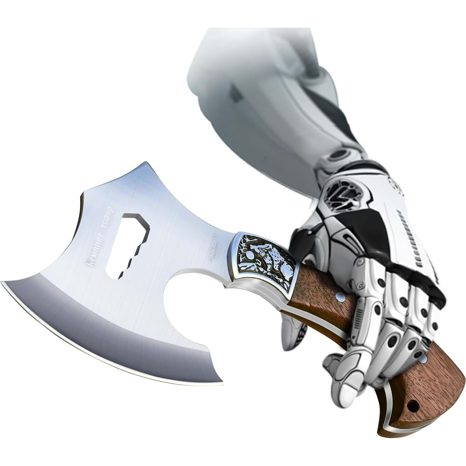 Hacha de Camping Geermolan 24cm Acero Inoxidable con Funda