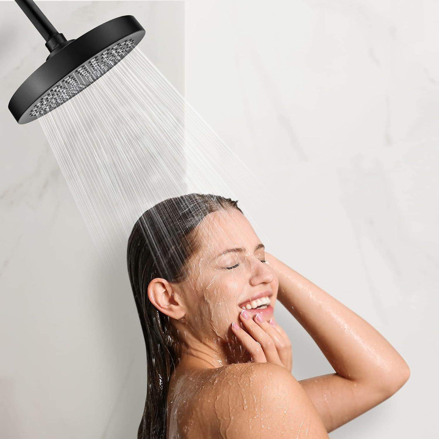 Cabezal de Ducha Fijo Eolax 6" Alta Presión Negro Mate