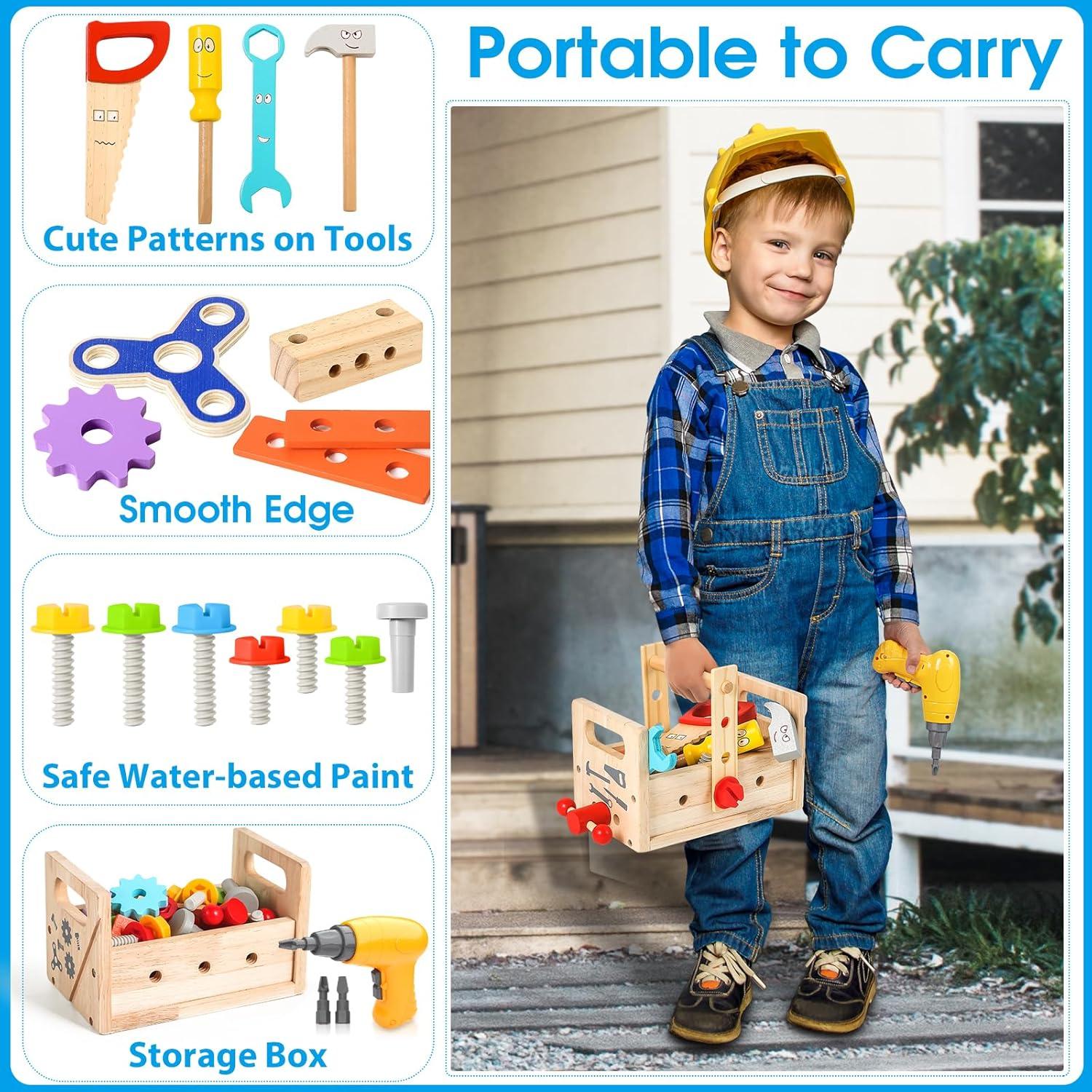 Juego de Herramientas de Madera 39 Piezas para Niños