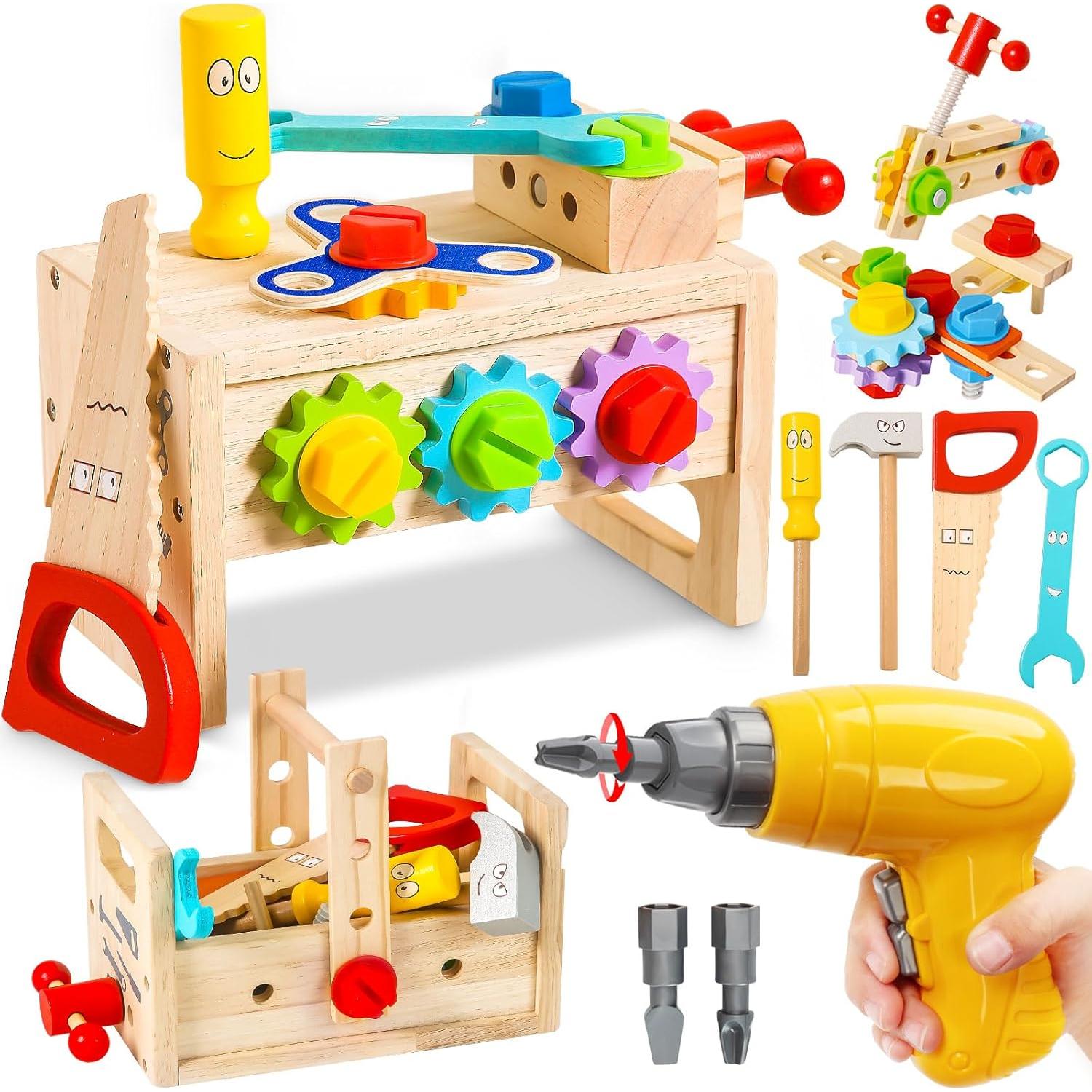 Juego de Herramientas de Madera 39 Piezas para Niños