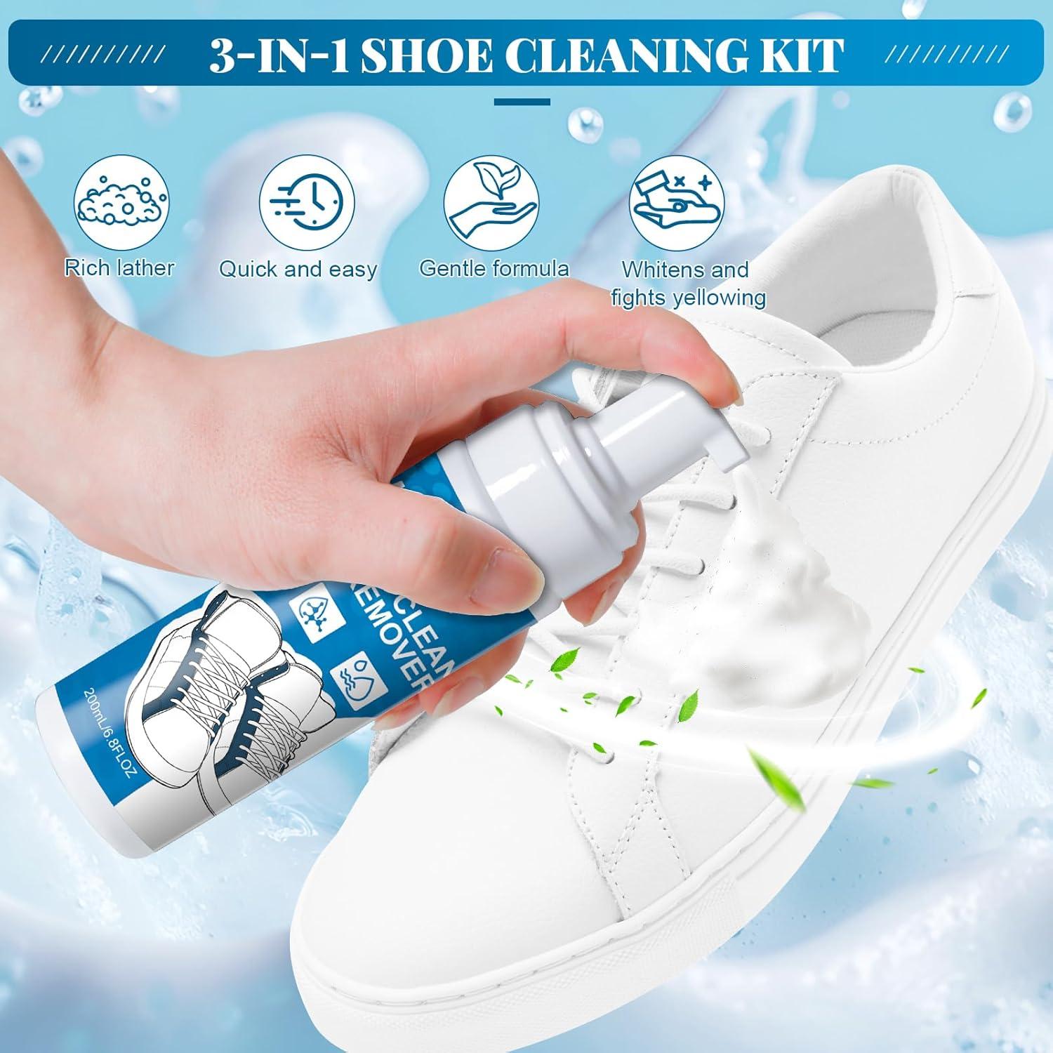Kit Limpiador de Zapatos 3-en-1 con Espuma y Cepillo