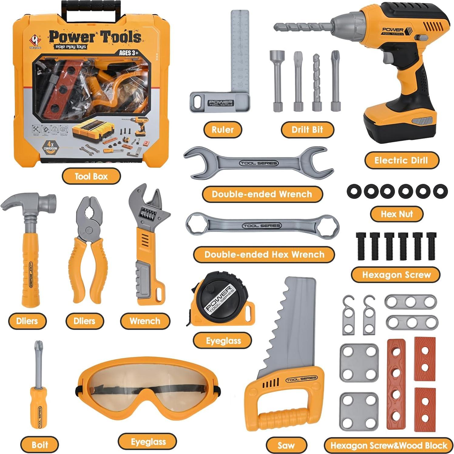 Juego de herramientas para niños HYRENEE con taladro 12.7cm