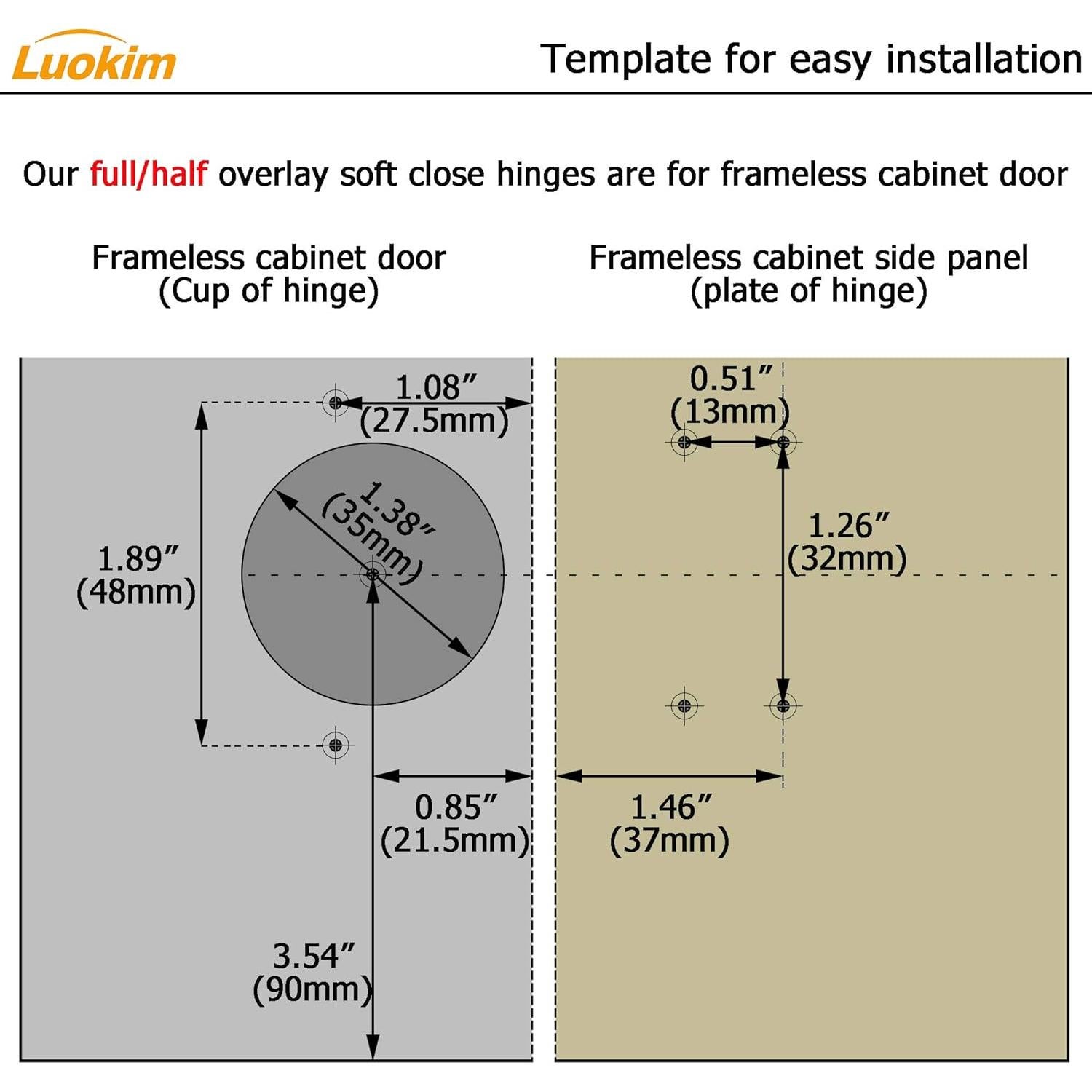 Bisagras de Gabinete Luokim 35mm Cierre Suave 2 Piezas