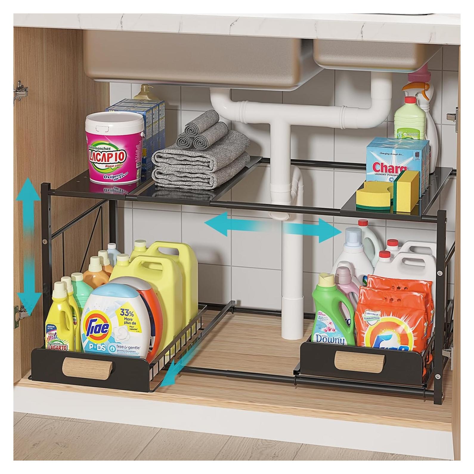 Organizador Bajo Fregadero REALINN Expandible 2 Niveles Negro