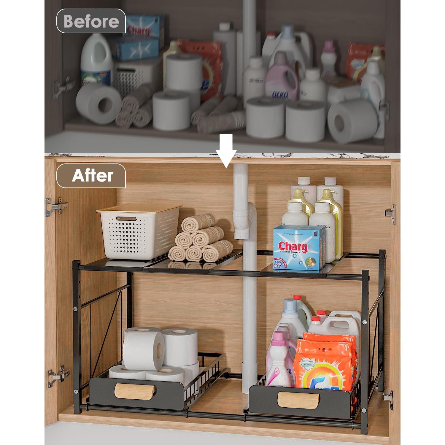 Organizador Bajo Fregadero REALINN Expandible 2 Niveles Negro