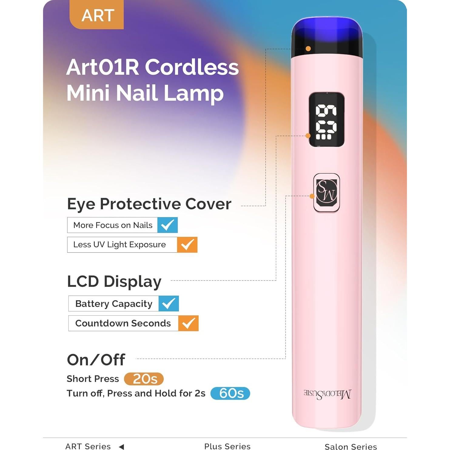 Lámpara UV Portátil MelodySusie ART01R Rosa Recargable 450mAh