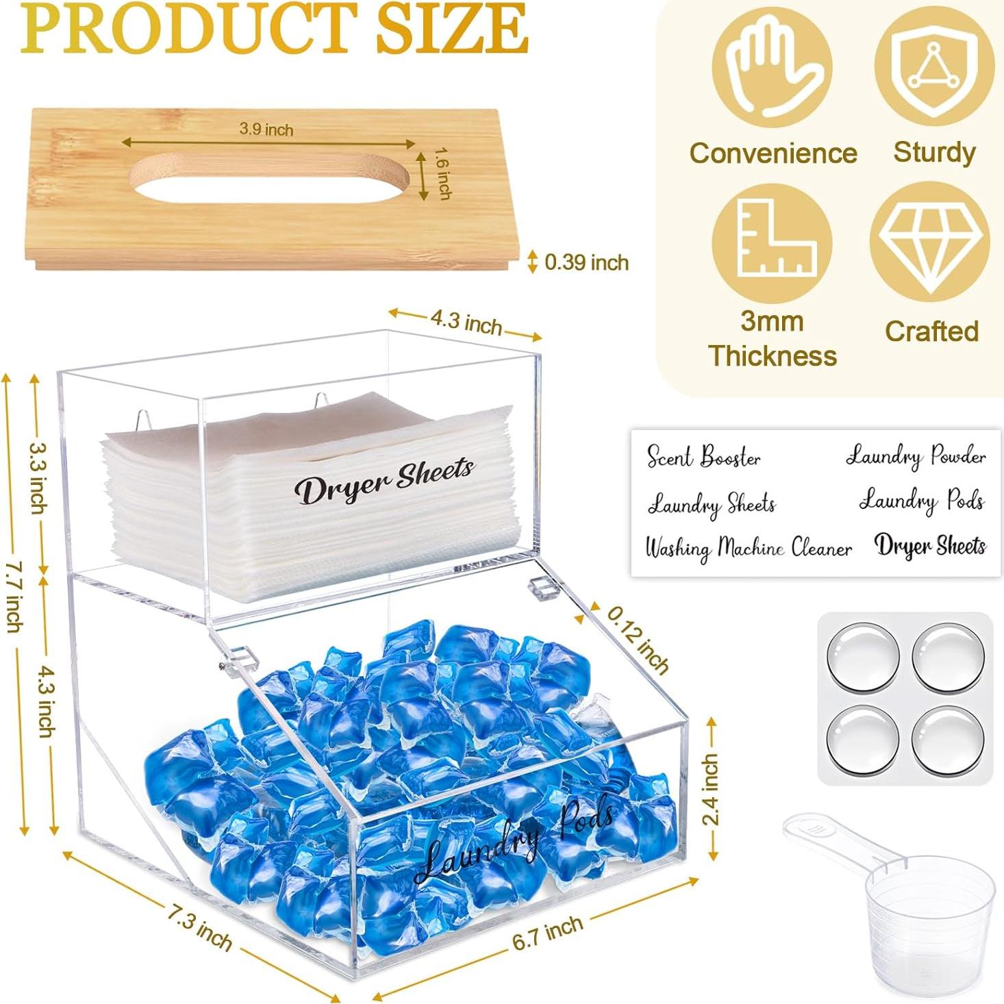 Contenedor de cápulas de lavandería Hiitytin con tapa de bambú