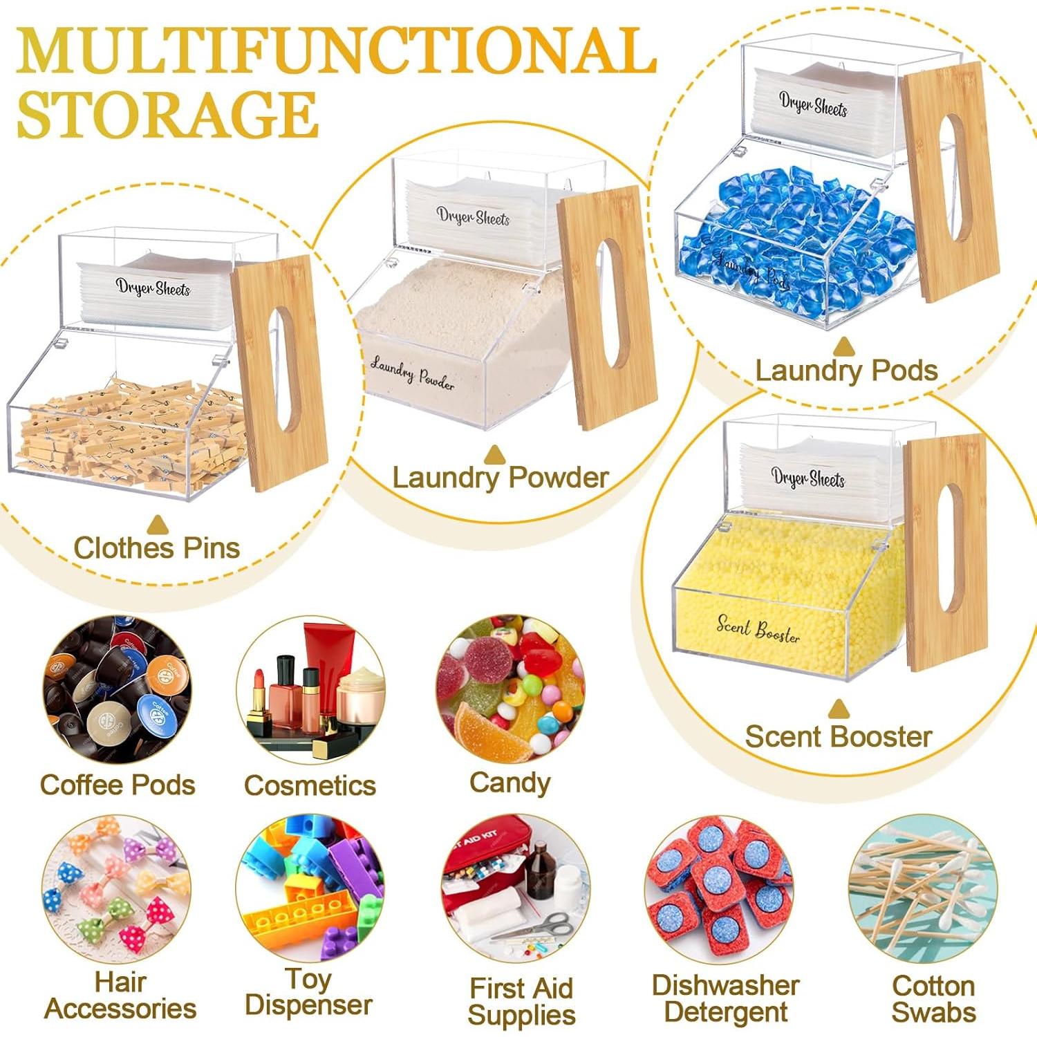 Contenedor de cápulas de lavandería Hiitytin con tapa de bambú