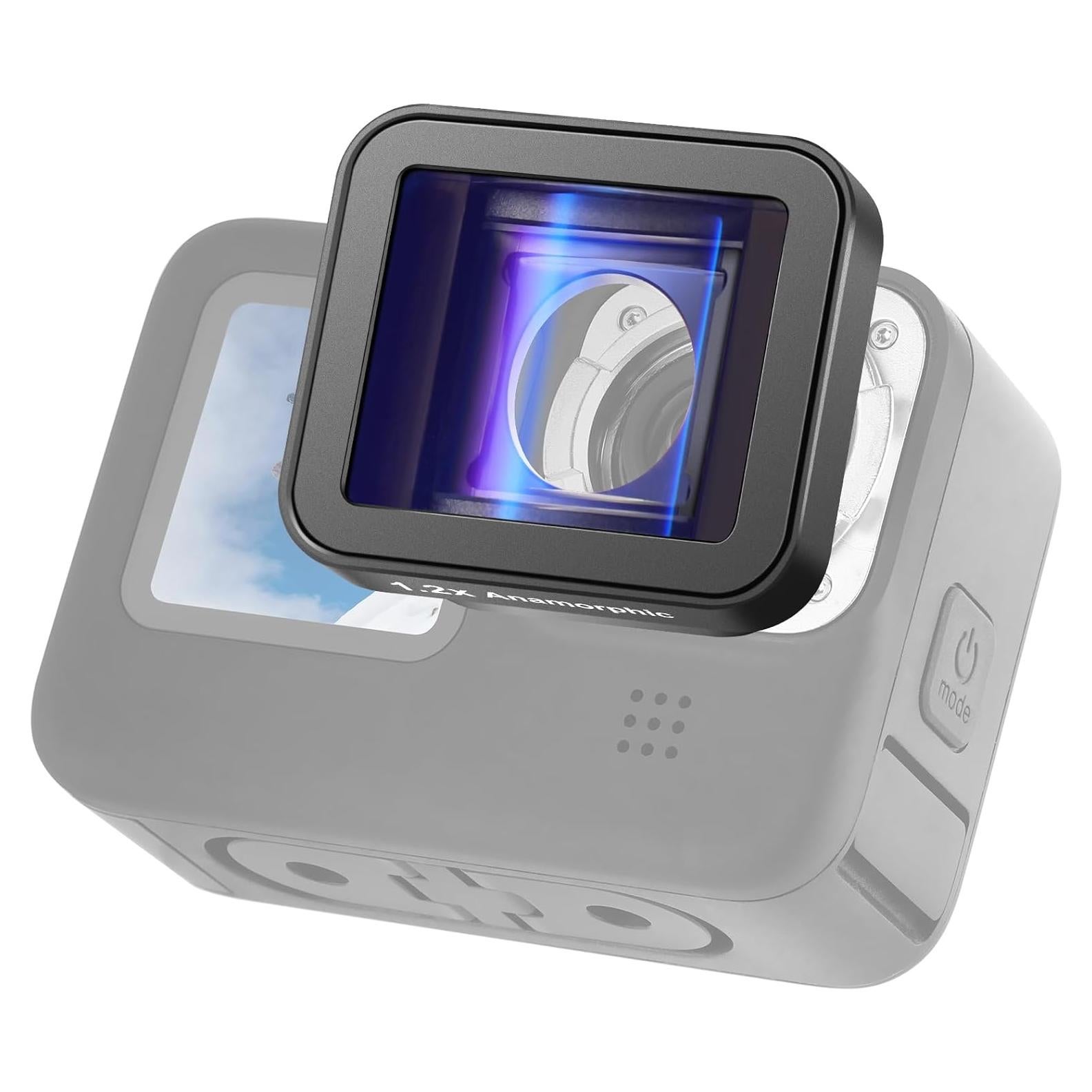 NEEWER 1.2X Anamorphic Lens Compatible with Gopro Hero 12 11 10 9 Black, Widescreen Cinematic Effect with Blue Flare, Anti Reflection Multi Coated HD Optical Lens, LS-56