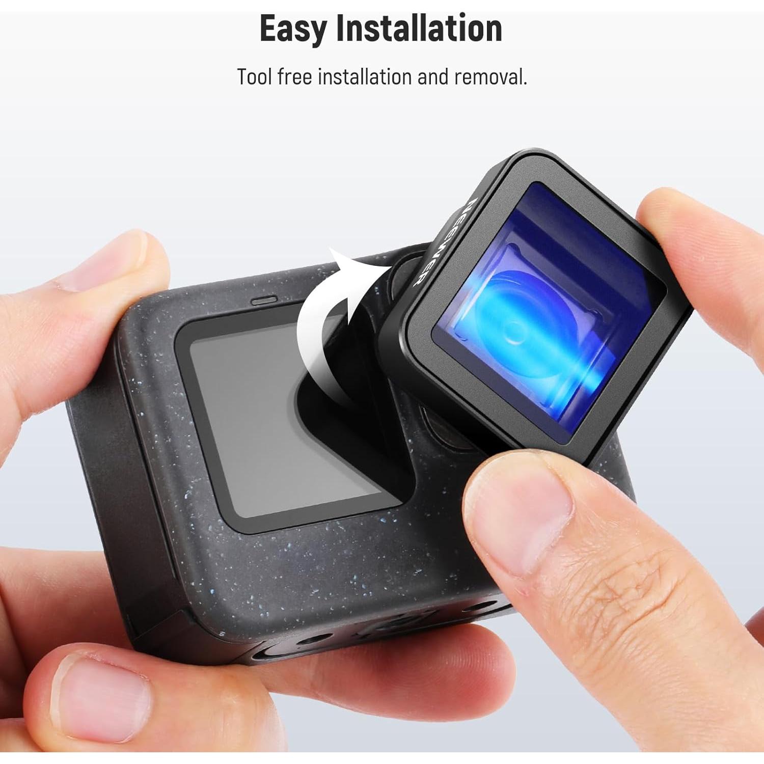 NEEWER 1.2X Anamorphic Lens Compatible with Gopro Hero 12 11 10 9 Black, Widescreen Cinematic Effect with Blue Flare, Anti Reflection Multi Coated HD Optical Lens, LS-56