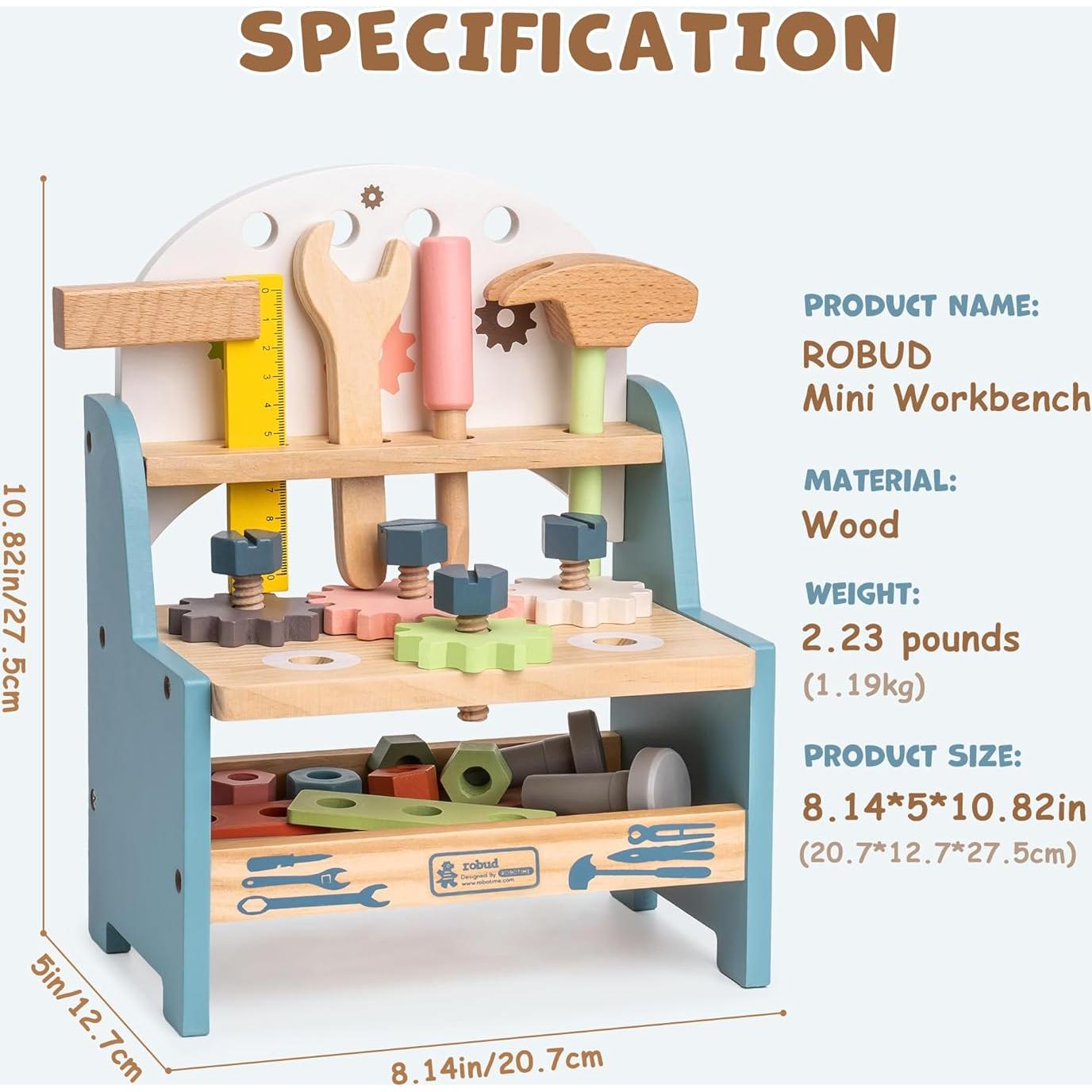 Banco de Trabajo de Madera ROBUD para Niños 3-5 Años