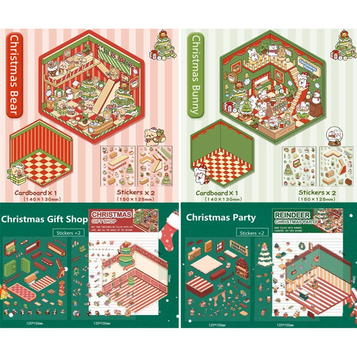 Set de Stickers 3D Reutilizables Wnqou - Escenas Navideñas