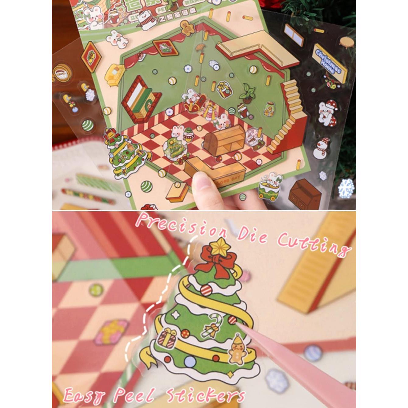 Set de Stickers 3D Reutilizables Wnqou - Escenas Navideñas