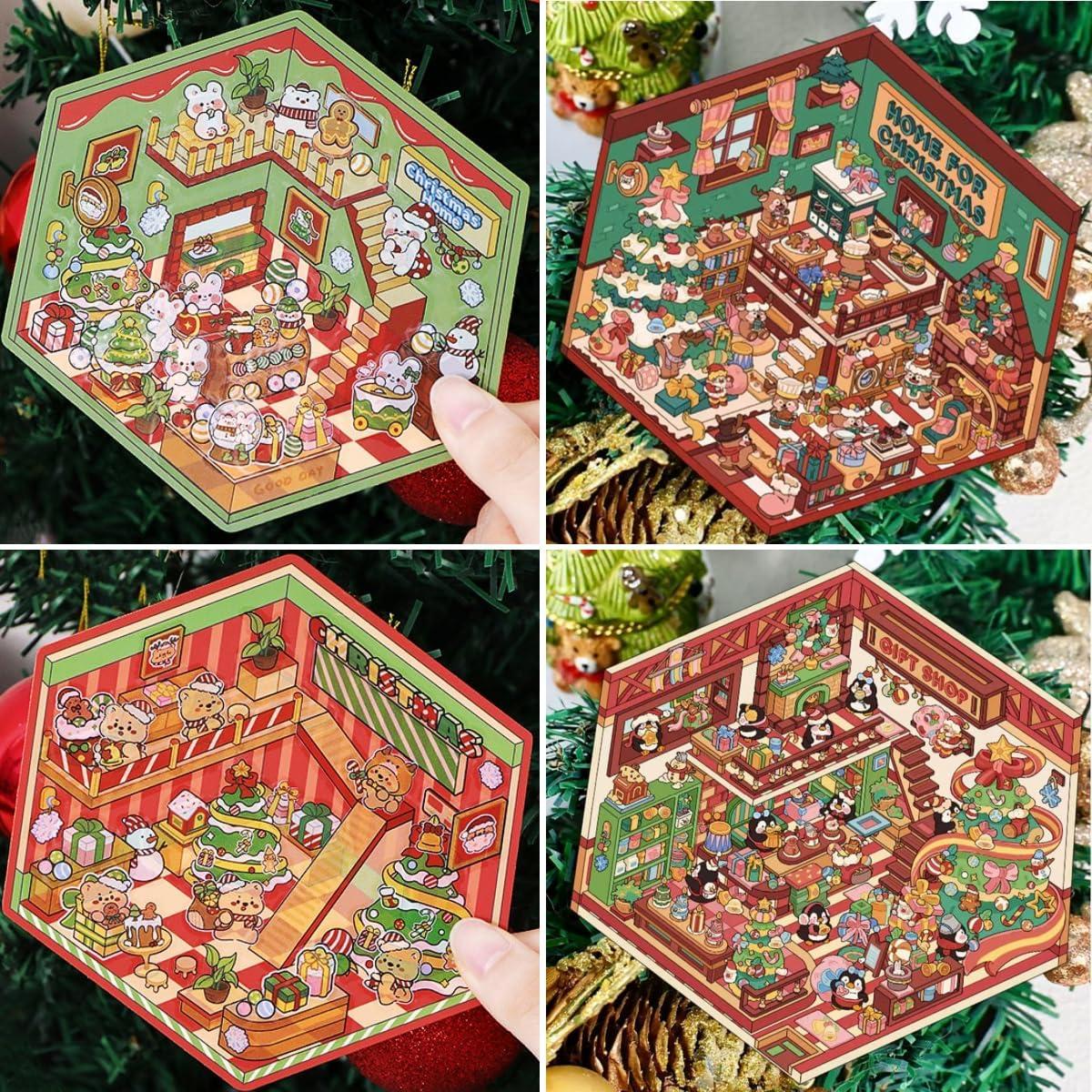 Set de Stickers 3D Reutilizables Wnqou - Escenas Navideñas