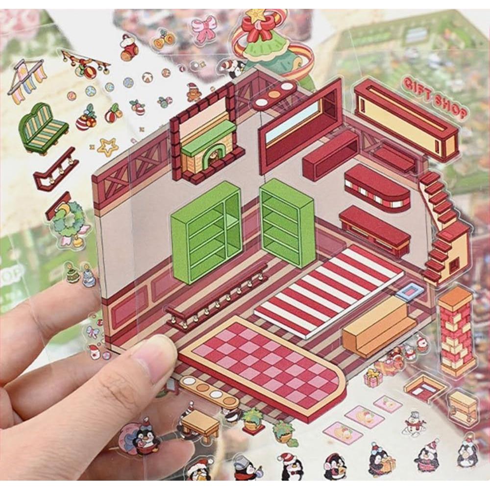 Set de Stickers 3D Reutilizables Wnqou - Escenas Navideñas