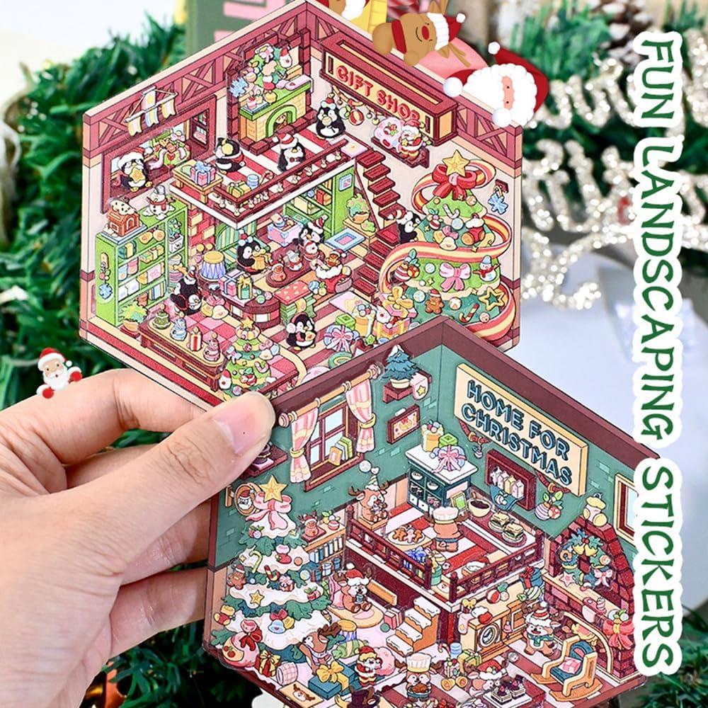 Set de Stickers 3D Reutilizables Wnqou - Escenas Navideñas