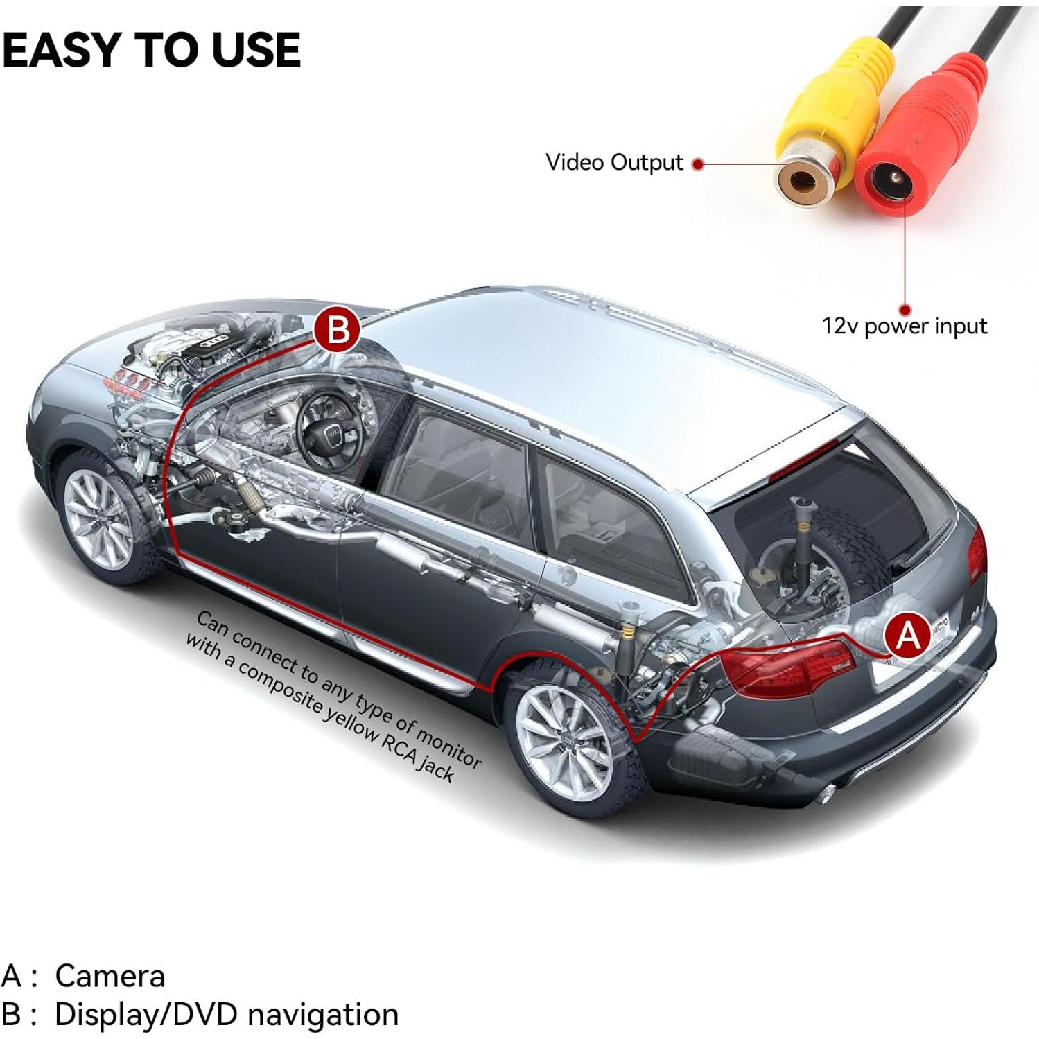 Cámara de Respaldo AUTOXBERT 170° Impermeable HD con 8 LED