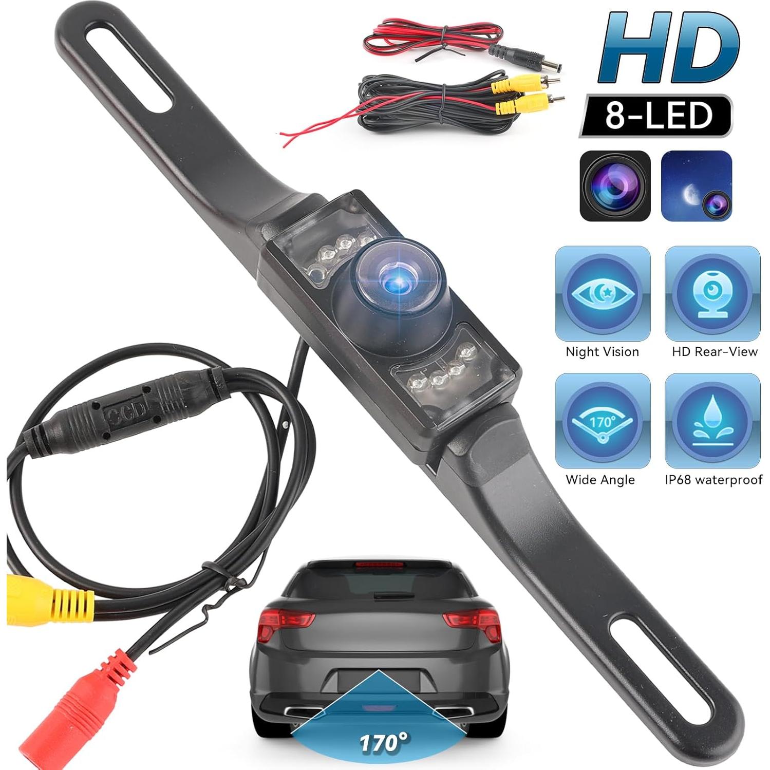 Cámara de Respaldo AUTOXBERT 170° Impermeable HD con 8 LED