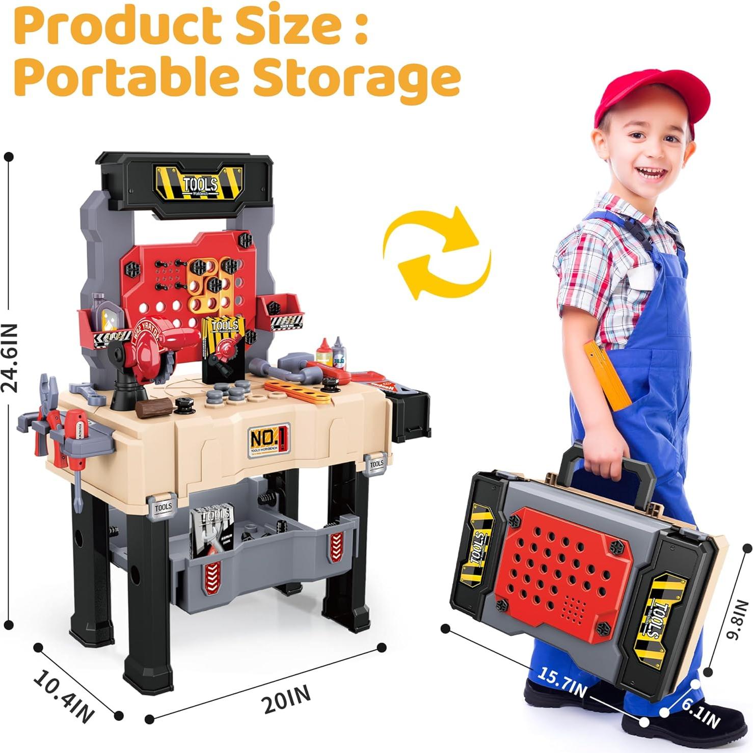 Banco de herramientas Honeystar para niños 65 piezas