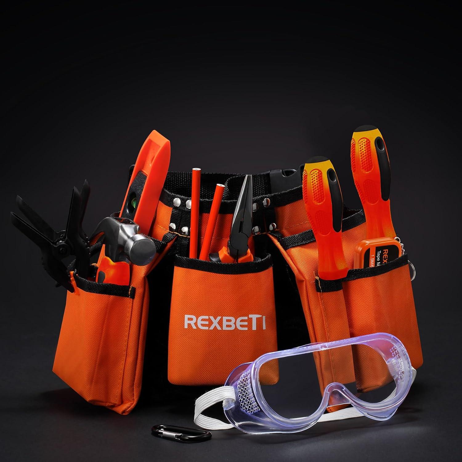 Juego de herramientas REXBETI para niños con cinturón 17 piezas