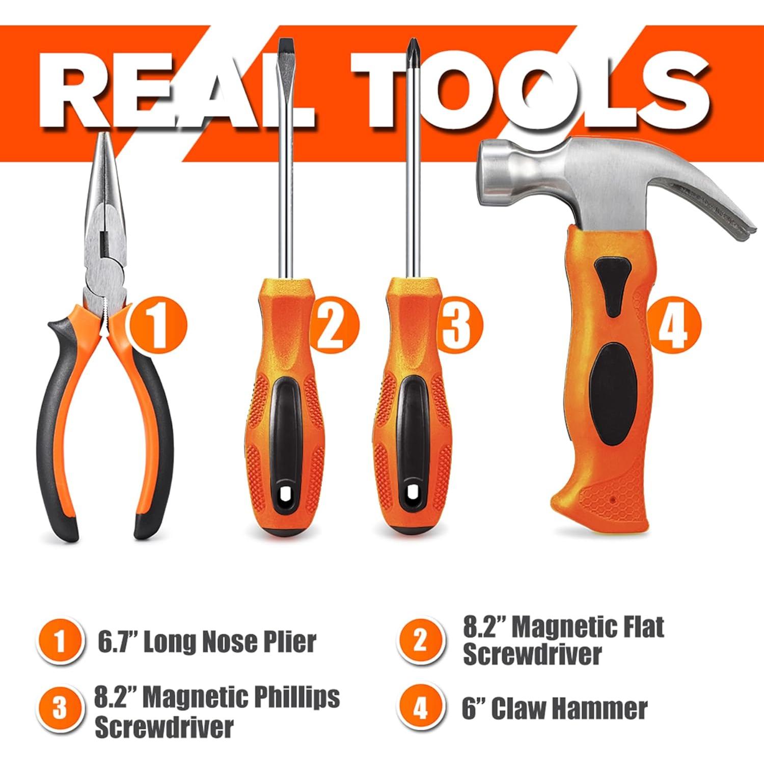 Juego de herramientas REXBETI para niños con cinturón 17 piezas