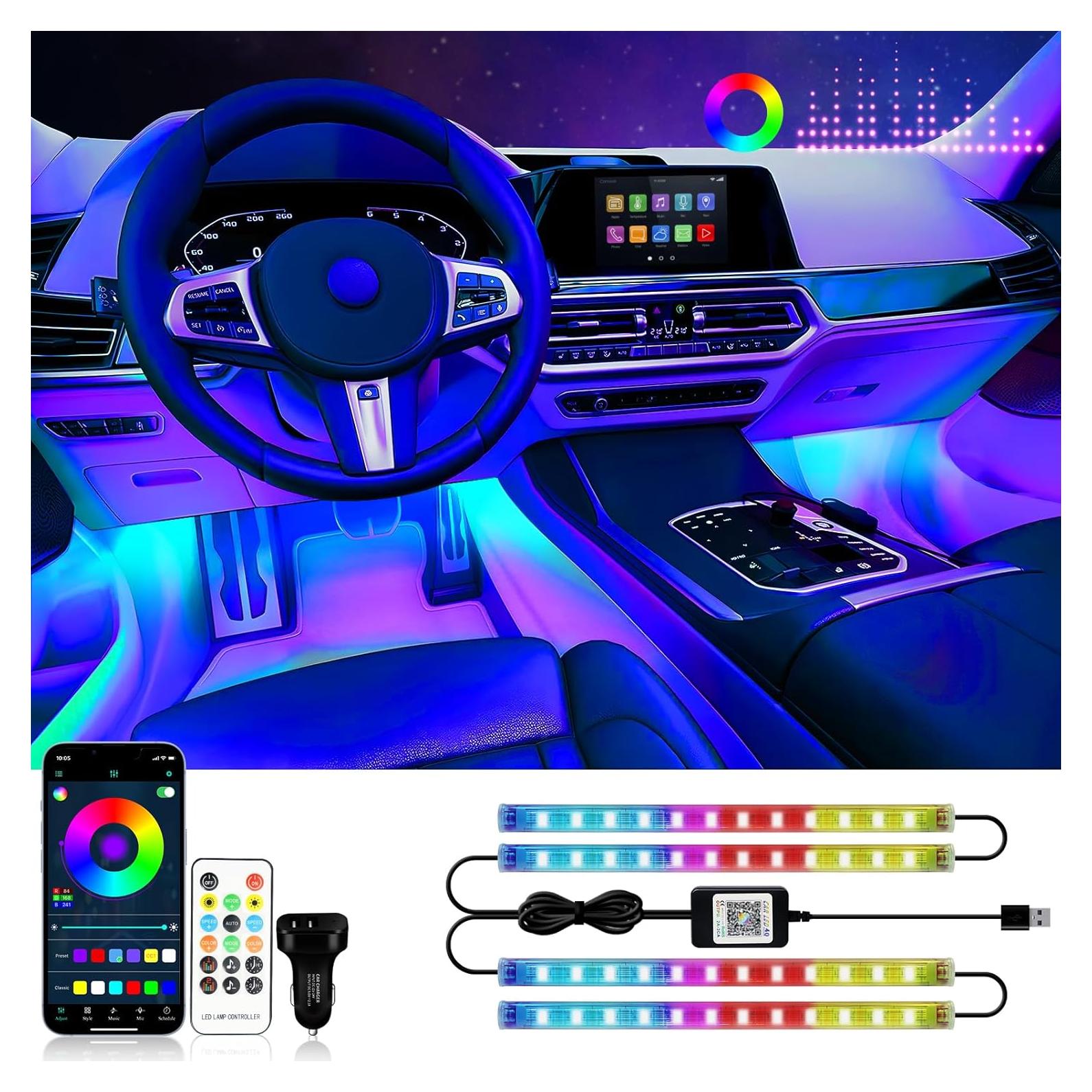 Luces de tira LED DUOFU365 RGB 12V para coche 48SMD
