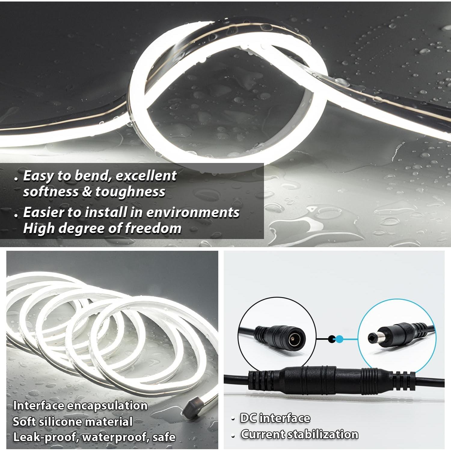 Tira LED de Neón Flexible Ollrieu 3m Impermeable para Decoración