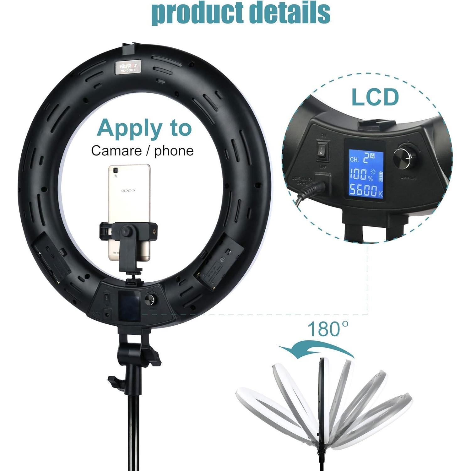 Luz de Anillo VILTROX VL-600T 45W 18" LED para Video