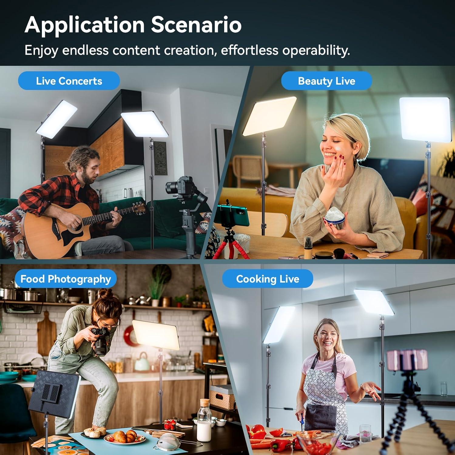 Kit de Luz LED para Video Scrhot con Trípode 132cm USB