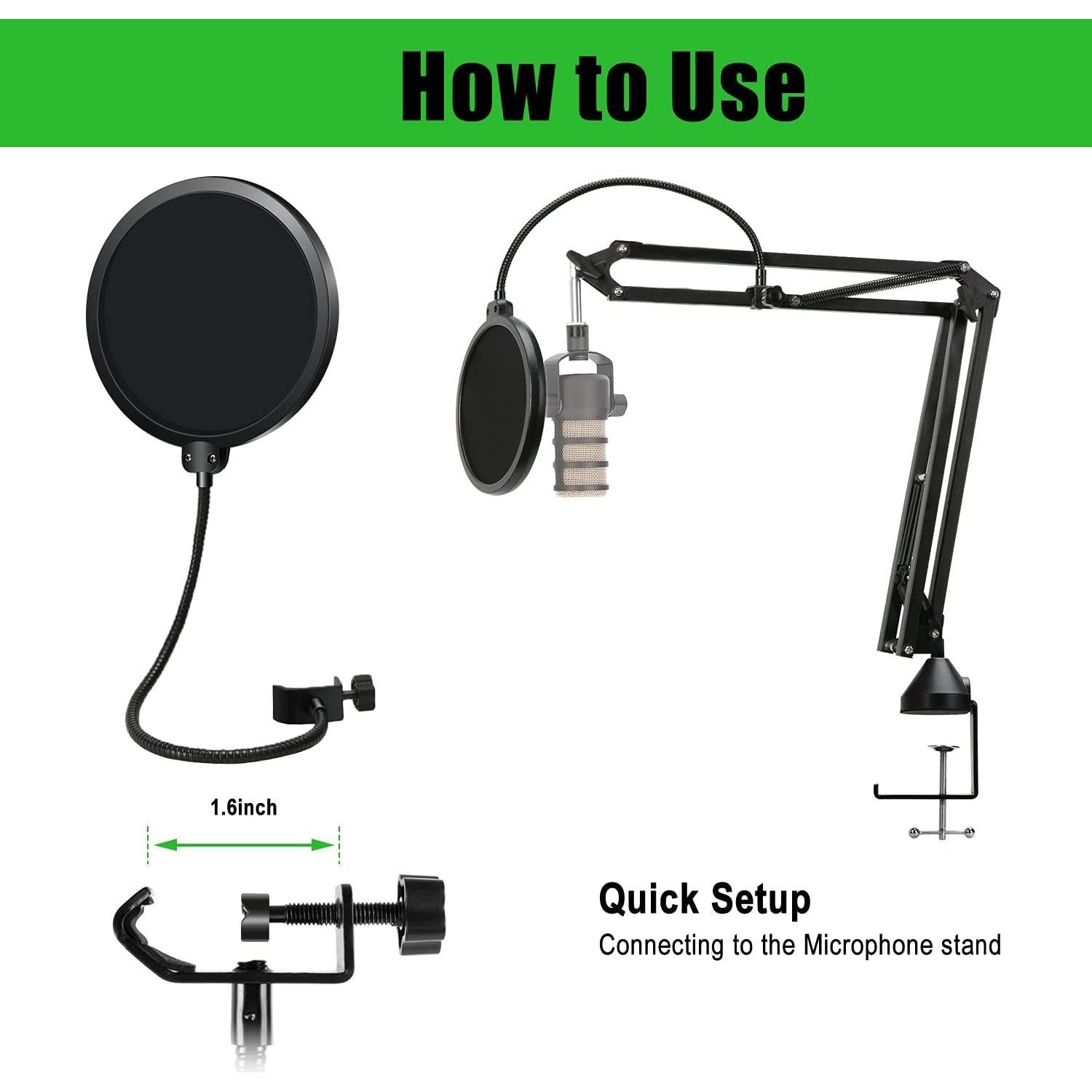 Soporte de Micrófono Rode Podmic con Filtro Antipop y Brazo Ajustable