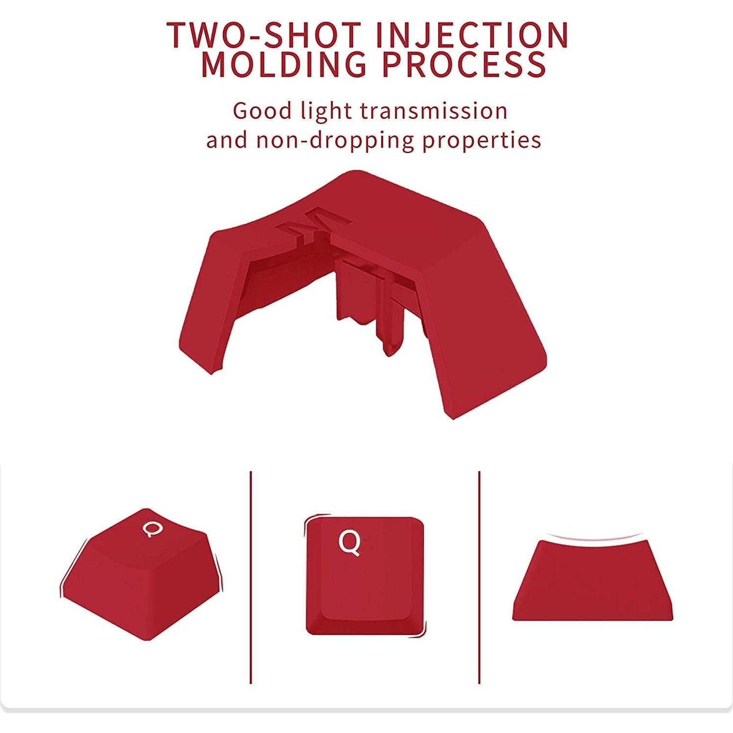 Teclas PBT 60% IOAOI para Teclados Mecánicos Cherry MX - Rojo Negro