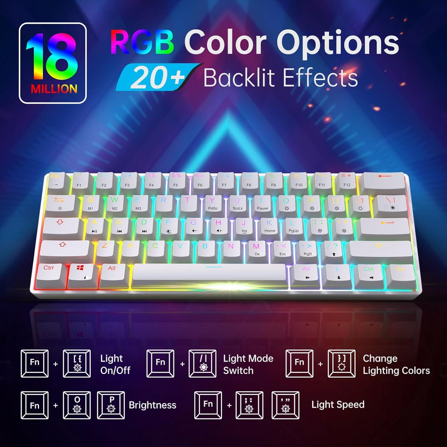 Teclado Mecánico Gaming Targeal 60% 61 Teclas RGB Programable