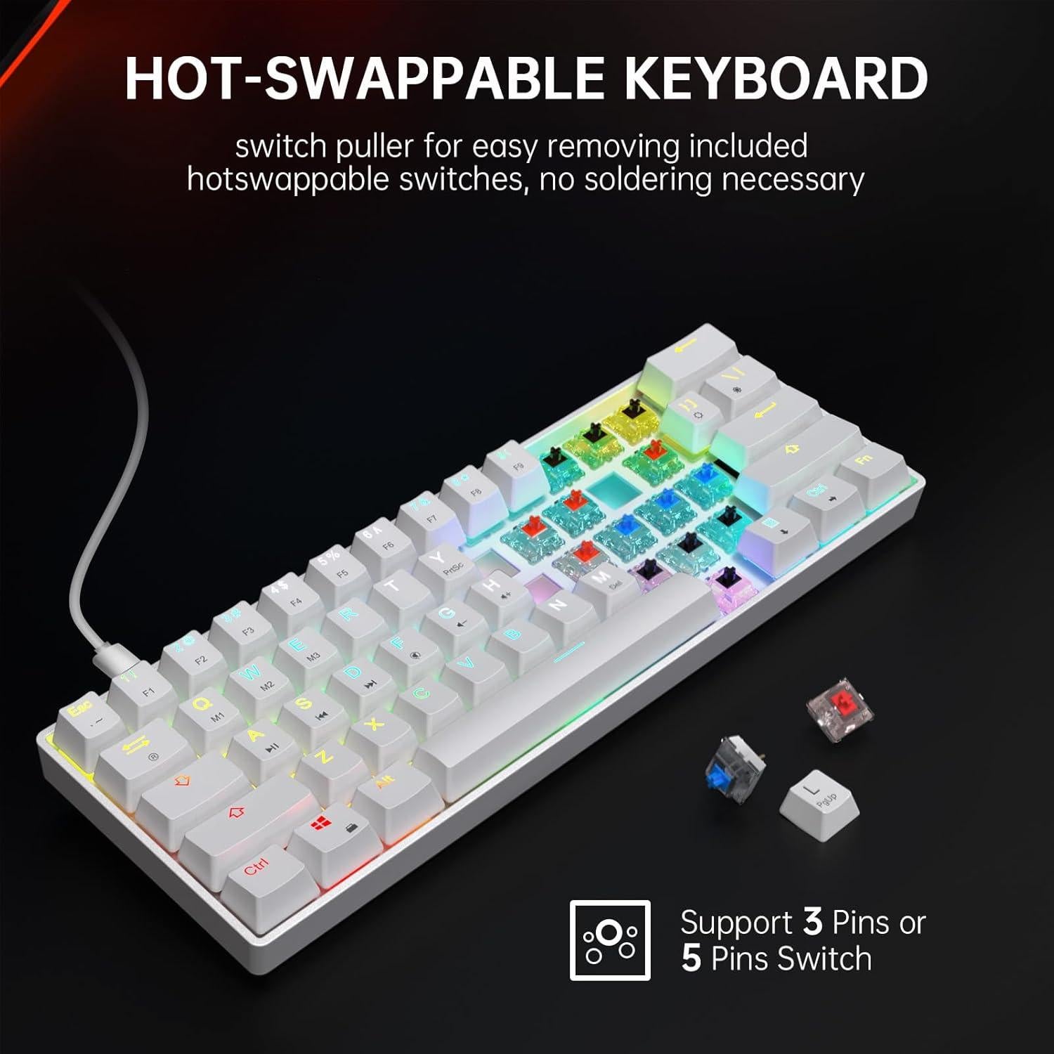 Teclado Mecánico Gaming Targeal 60% 61 Teclas RGB Programable